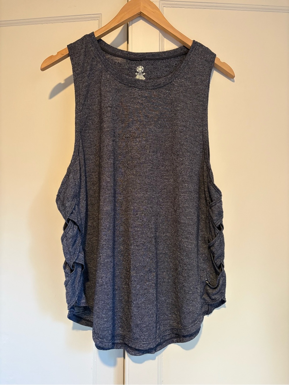 Gaiam Navy Sleeveless Braided Side Detail Muscle Tank Top